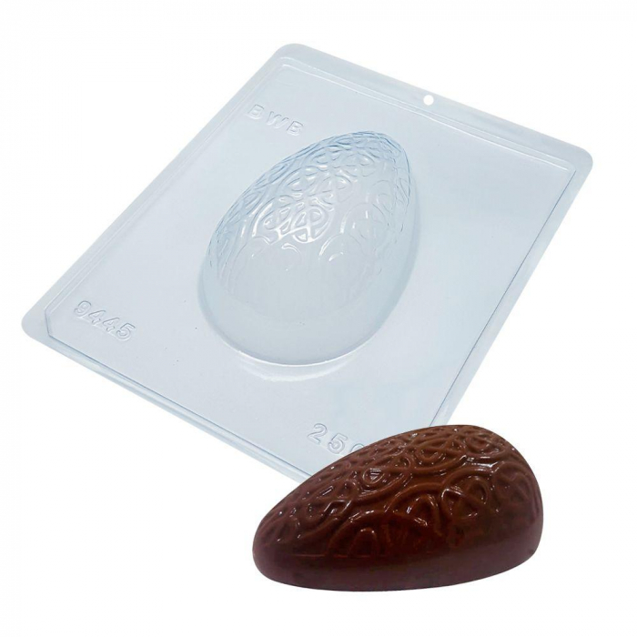 BWB 9445 - Special 3-Part Mold - Pralinform Ägg Mönstrat 250g, Chokladägg