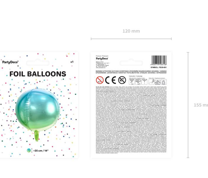 Folieballong Klot - Ombre Grön/Blå