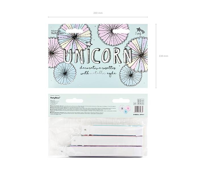 Iredescent Pin Wheels 3-Pack Unicorn Rosa Blå