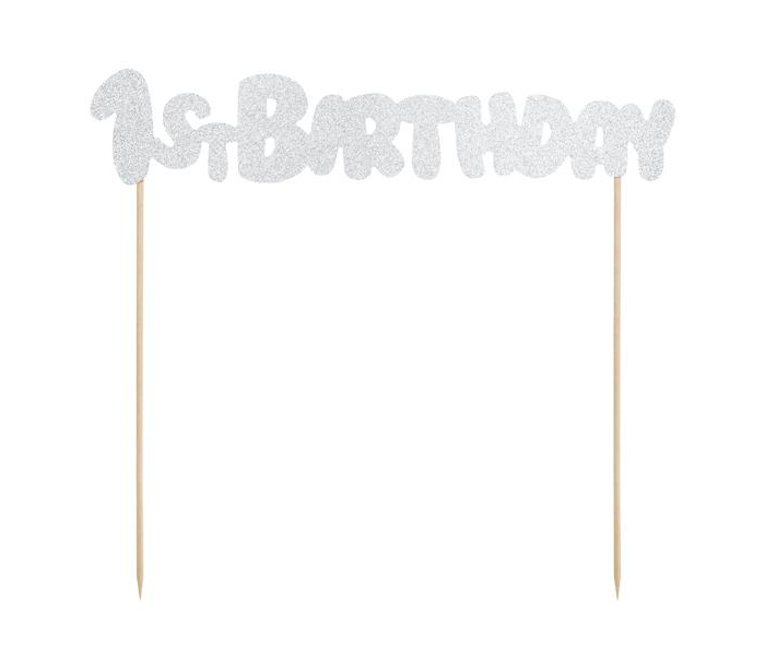 Cake Topper - 1st Birthday - Silver