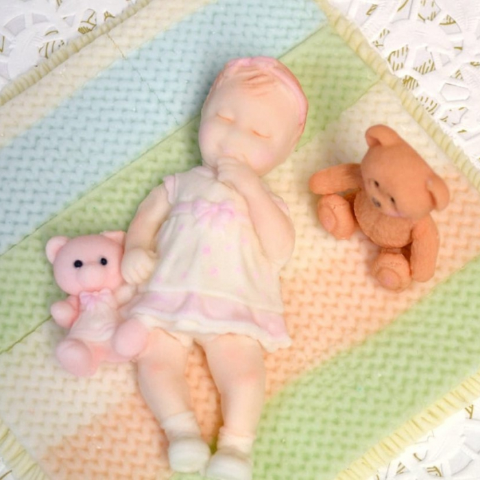 Baby Girl Bebis Flicka Nalle Silikonform Babyshower Dop