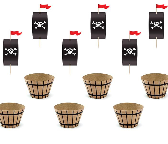 Muffins Set Pirater, CupcakeKit Cake Toppers och Muffins Wrappers - Pirates