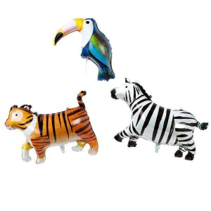 Folieballonger Zebra Tiger Tukan 3-pack - Party Animals