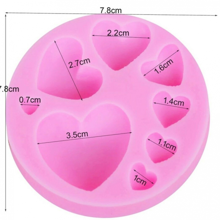 Hjärtan Silikonform 8st i Olika Storlekar