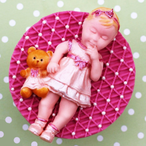 Baby Girl Bebis Flicka Nalle Silikonform Babyshower Dop