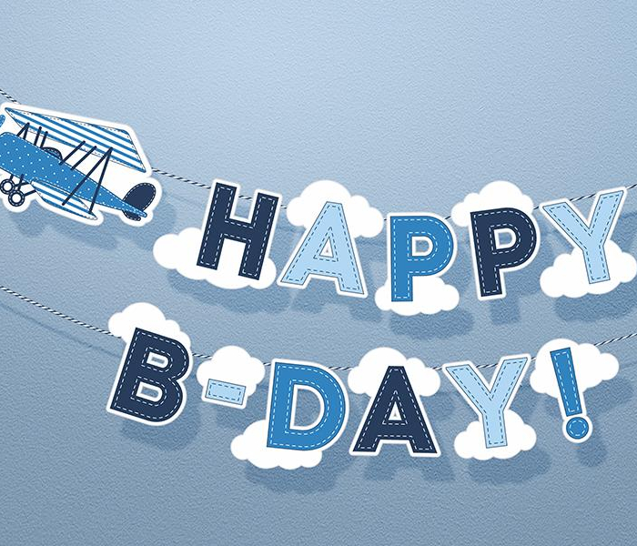 Banner Little Plane Happy Birthday Blå