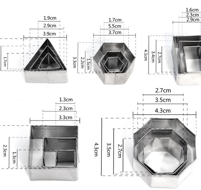 Geometriska Utstickare Rostfritt Stål - 24 st Cirkel Fyrkant Romb Oval