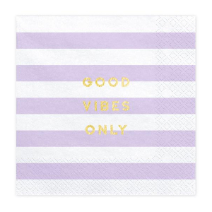 Servetter Lila Vita Randiga - Good vibes only 6-Pack