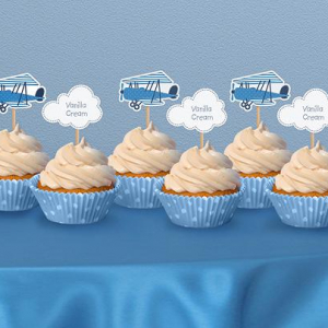 Cupcake Toppers Flygplan Moln Little Plane