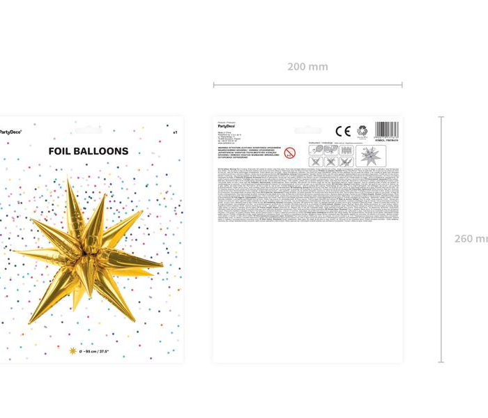 Folieballong Stjärna 3D Guld Foil balloon Star, 95cm