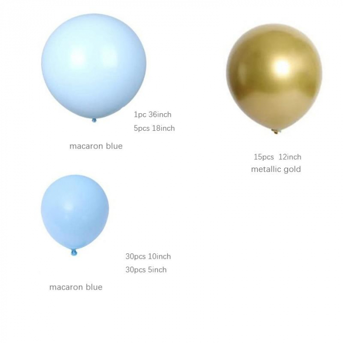 Ballongbåge - Blå/Vit/Guld