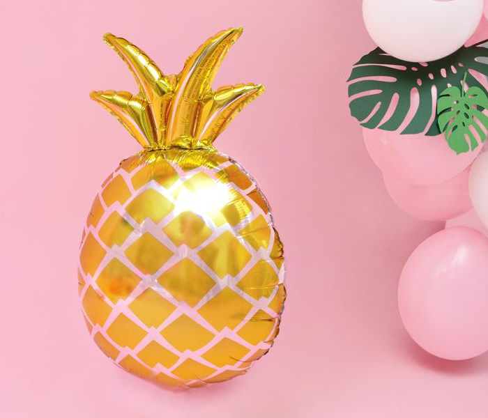 Folieballong Ananas Guld Aloha - Tropical Festival