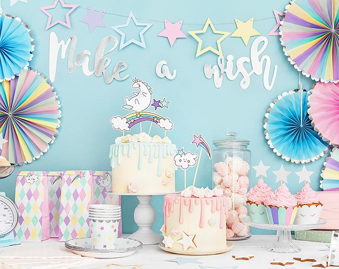 Cake Pics Toppers Tårtdekorationer - Make a wish - Unicorn