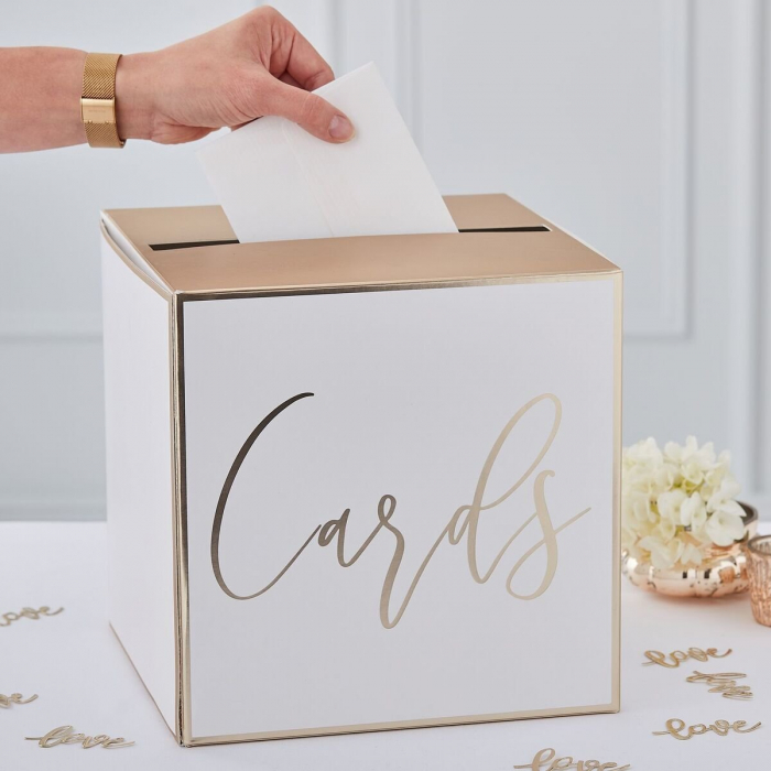 Kortlåda Guld Bröllop - Wedding Post Box