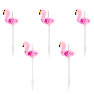 Tårtljus Flamingos Tropical Party 5-Pack - PartyDeco