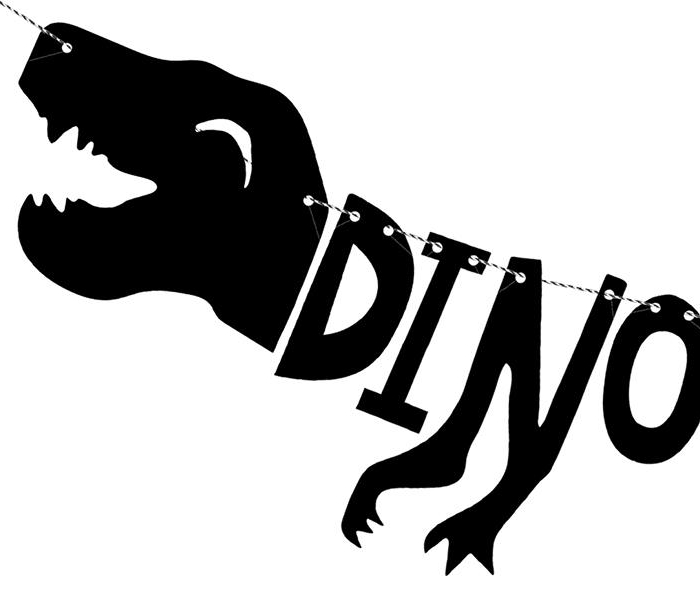 Dino Party Banner, Girlang Backdrop Svart Dinosauriekalas