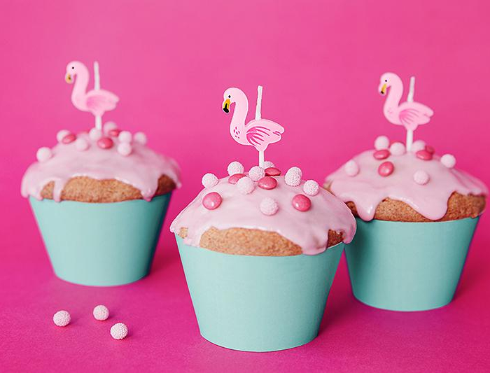 Tårtljus Flamingos Tropical Party 5-Pack - PartyDeco