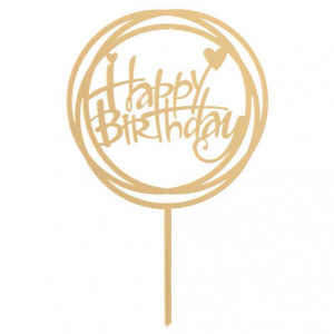 Happy Birthday - Cake Topper, Tårtdekoration Guld