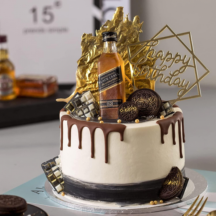 Happy Birthday - Cake Topper, Tårtdekoration Silver
