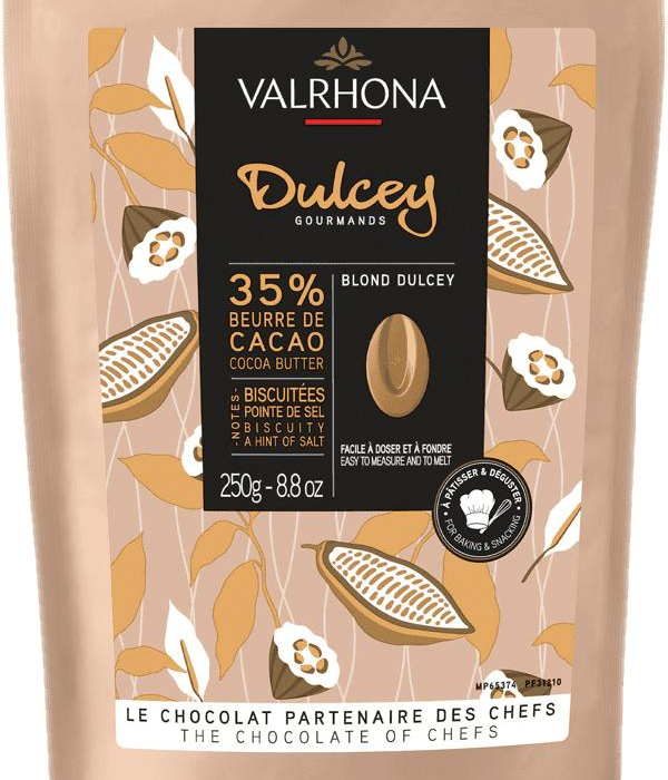 Valrhona Choklad Dulcey 35% 250 g, Blond med Smörkola Smak