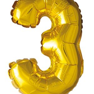 Sifferballong "3" - Guld
