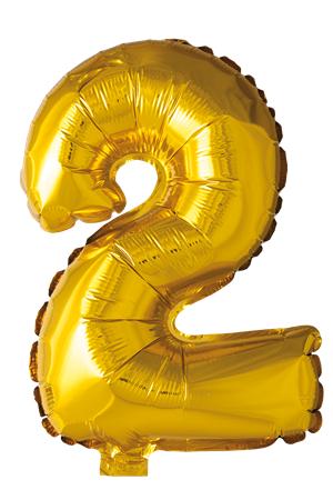 Sifferballong "2" - Guld