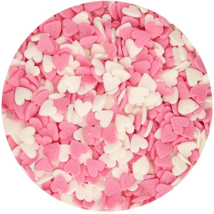 FYND BF 31/07/22 Funcakes - Rosa/Vita Hjärtan Pink/White Hearts Strössel 60g