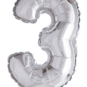 Sifferballong "3" - Silver