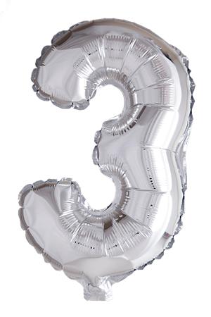 Sifferballong "3" - Silver