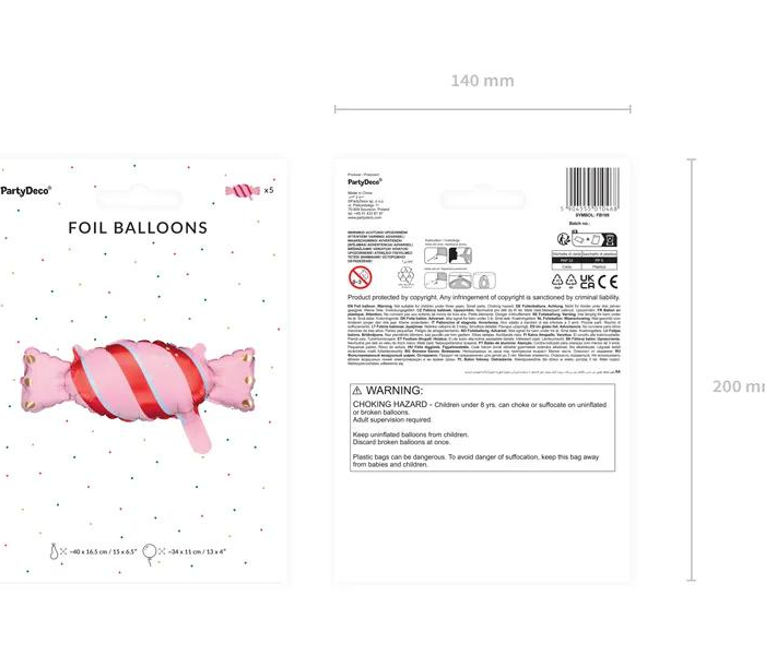 Folieballong Candy Godis, mix, 40x16,5 cm