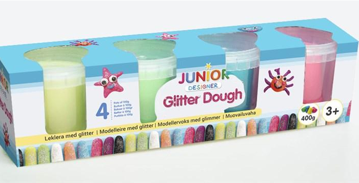 Modellera med glitter 4 pack - JDE Glitter Dough 4x100 g