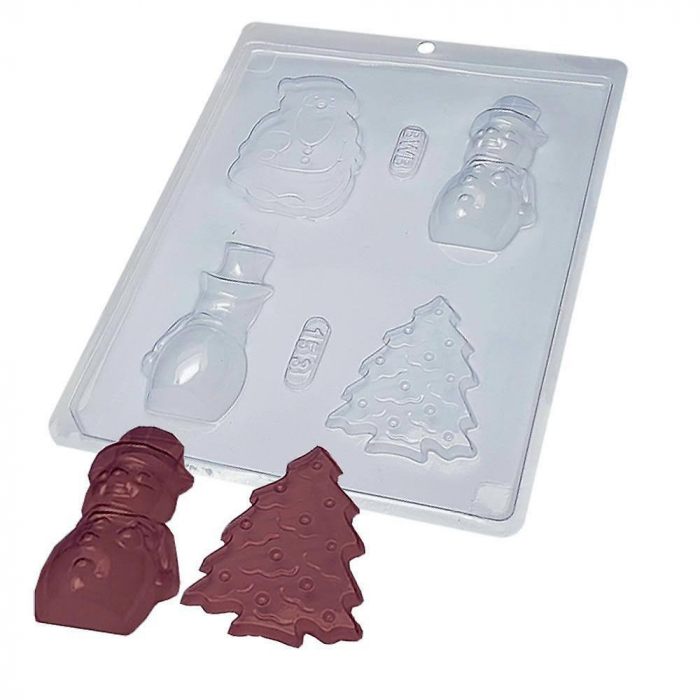 Pralinform Julmotiv Tomte Gran - BWB Simple Mold 153