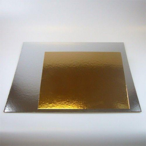 Tårtbricka guld och silver, kvadratisk, 3-pack, 35 cm