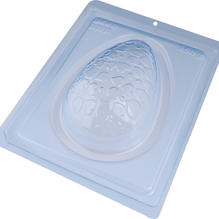 BWB 9440 - Special 3-Part Mold - Pralinform Ägg med Hjärtan 350g, Chokladform