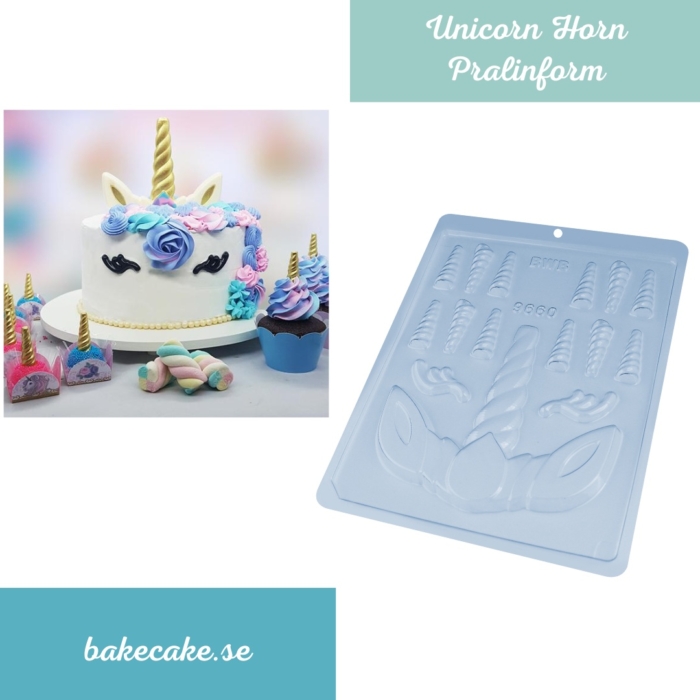 BWB Simple Mold - Chifre Unicórnio 9660 - Pralinform Chokladform Unicorn horn