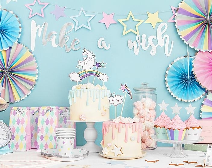 Iredescent Pin Wheels 3-Pack Unicorn Rosa Blå