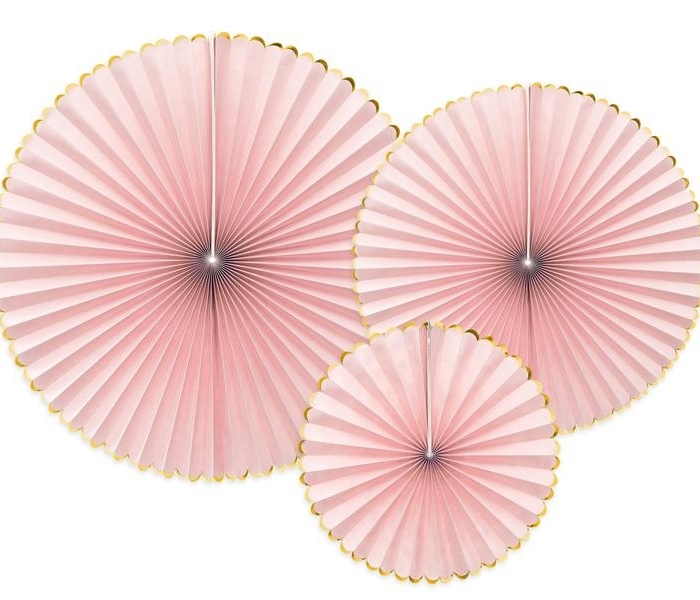 Rosa Pin Wheels med Guldkant 3-Pack
