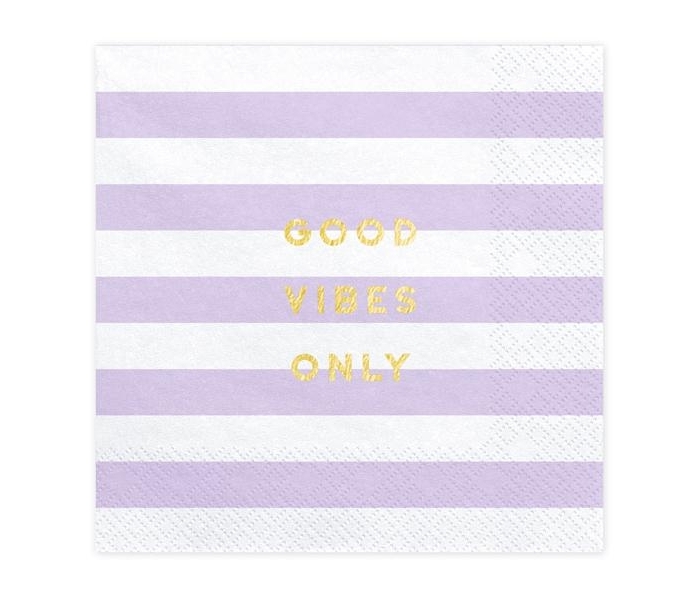 Servetter Lila Vita Randiga - Good vibes only 6-Pack