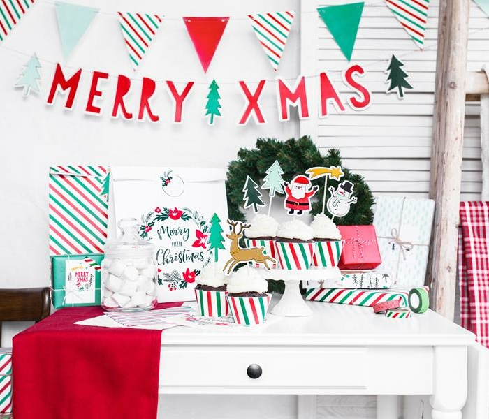Presentpåsar God Jul, Gift bags Merry Little Christmas, kraft 3-Pack