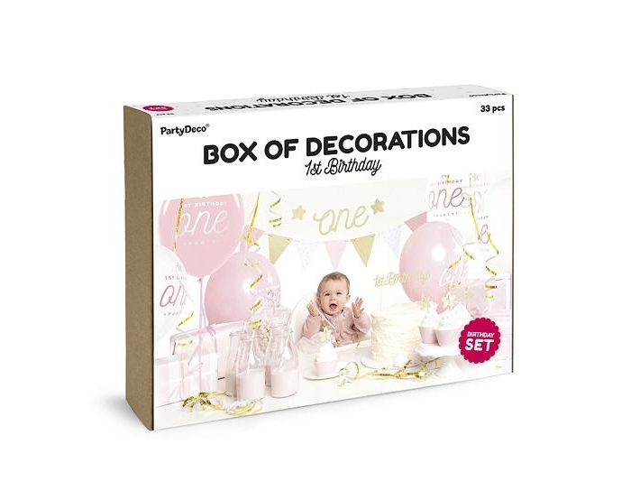 Dekorationskit Rosa - 1st Birthday