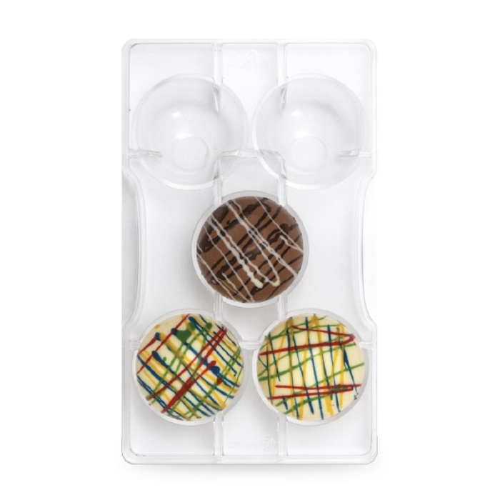 Semisfär Halvkupol med botten Pralinform 5st Polykarbonat Chokladform - Decora