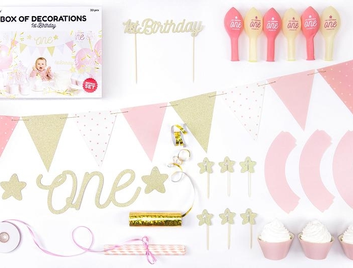 Dekorationskit Rosa - 1st Birthday