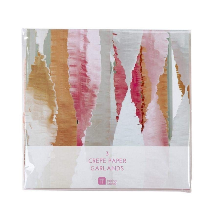 Crepe Streamers Persika, Rosa, Vita