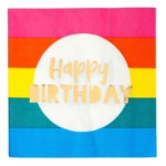 Servetter Rainbow Happy Birthday Regnbågsmönstrade