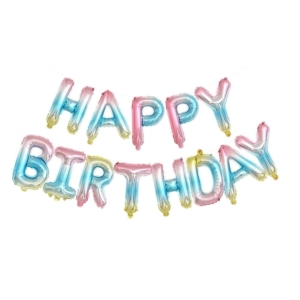 Ballonggirlang Happy Birthday 25cm Pastell, Rosa - Blå - Guld