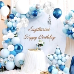 Ballongbåge Blå/Vit/latex blå/ Silver Confetti