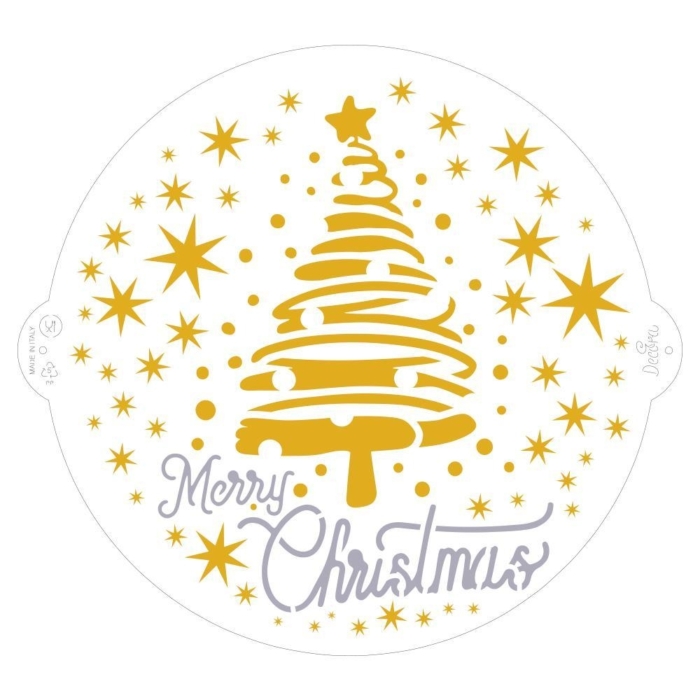 Jul Stencil Julgran 28cm, Merry Christmas - Decora