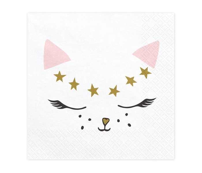 Servetter Vit - Meow Party