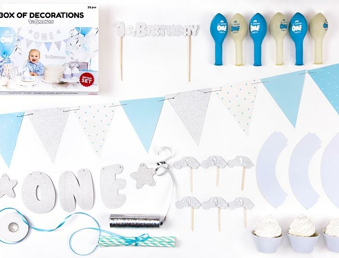 Dekorationskit Blå - 1st Birthday Födelsedags Kit