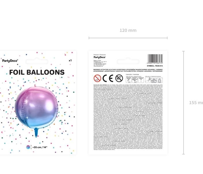 Folieballong Klot - Ombre Lila/Blå